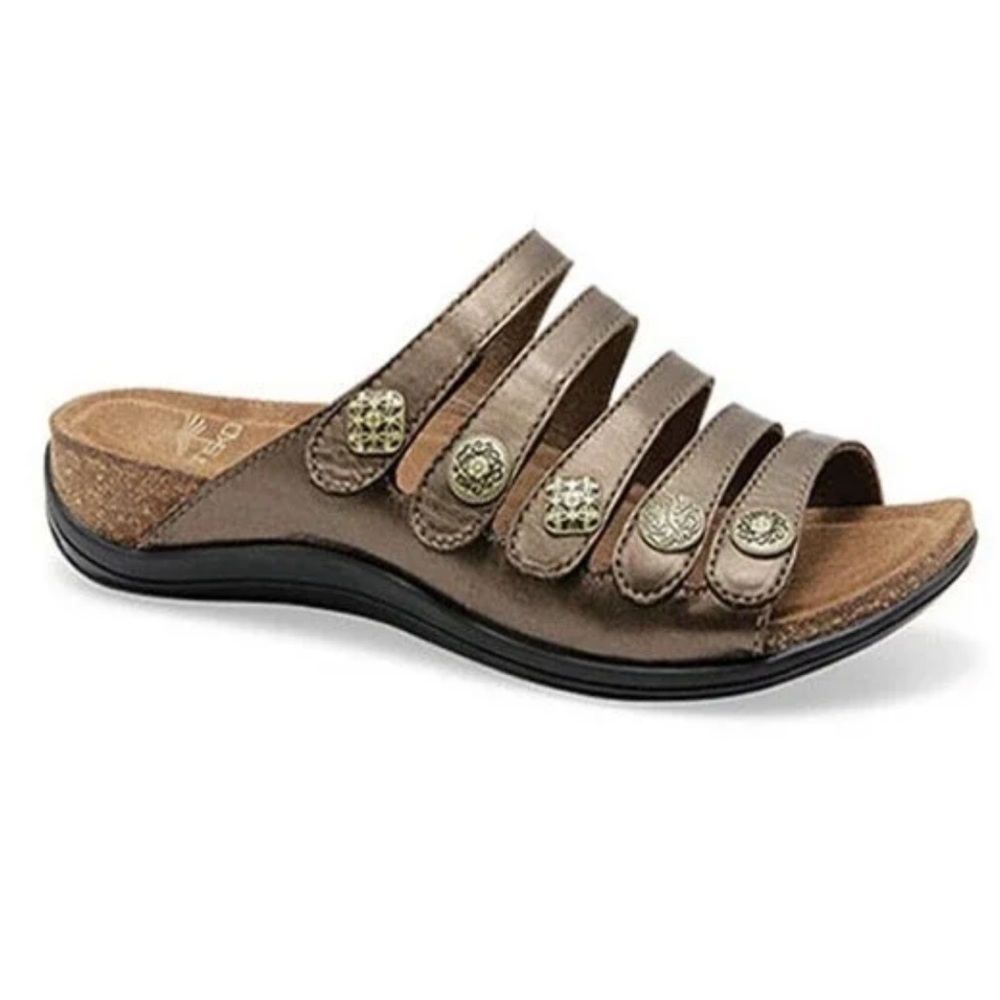 Dansko Bronze Leather Velcro Strap Comfort Slide Sandals Women’s EU38 US7.5-8